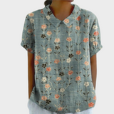 Solveig – Bluse med blomster- og hampprint