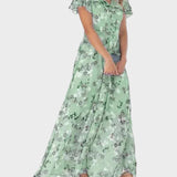 Marit | Stilfuld Blomstret V-Hals Maxi Kjole