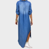 Agnes | Lang kjole i jeans-look med sideslids