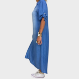 Agnes | Lang kjole i jeans-look med sideslids