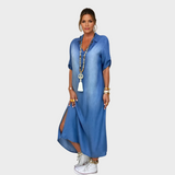 Agnes | Lang kjole i jeans-look med sideslids