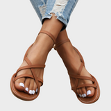 Jytte - Casual sandaler med lynlås bagpå
