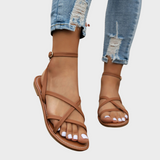 Jytte - Casual sandaler med lynlås bagpå