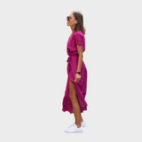 Lærke | Blomster Wrap Midi Kjole