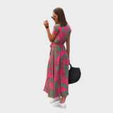 Lærke | Blomster Wrap Midi Kjole
