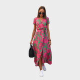 Lærke | Blomster Wrap Midi Kjole