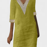 RIGMOR | Linen V-neck kjole