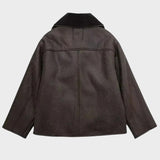 Stine | Stilfuld læderjakke med shearling-besætning