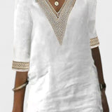 RIGMOR | Linen V-neck kjole