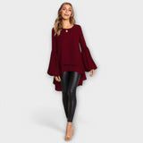 Agnes – Bluse med Flydende Stof og Volanger