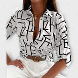 Amalie – Sofistikeret Geometrisk Bluse