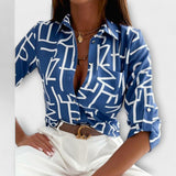 Amalie – Sofistikeret Geometrisk Bluse