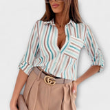 Amalie – Sofistikeret Geometrisk Bluse