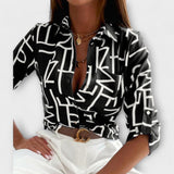 Amalie – Sofistikeret Geometrisk Bluse